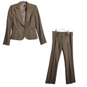 Laundry by Shelli Segal Vintage 90's Evening Suit Tweed Gold Metallic Size 8 NWT